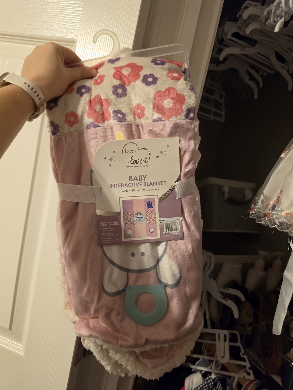 bébé Pink Floral Interactive Baby Blanket